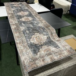 Brand New 2'6"*9' Non-Slip Non-Shedding Soft Low Pile Distressed Vintage Bohemian Hallway Runner Rug 