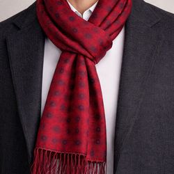 ECHO Red Scarf Rayon Blend Geometric Pattern Fringe Wrap NEW