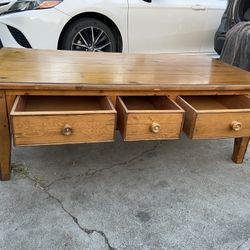 Drexel Furniture Farmhouse Rustic Wood Coffee Table 