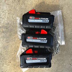 (3) New Milwaukee M18 HIGH OUTPUT 8.0 Batteries