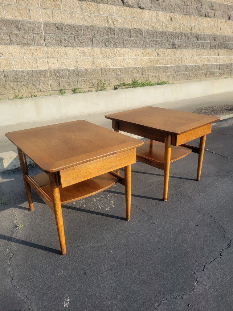 (On-hold)Vintage Mid Century Walnut End Side Tables 