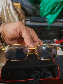 Cartier gold tone frame  leopard detailed sunglasses