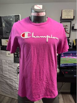 Champion Pink Y2K Retro Logo T-Shirt Large 100% Cotton Graphic Tee Mens Large