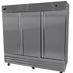 SABA S-72F 72 Cu. Ft. Stainless Steel (3) Full-Height Solid Door Three-Section Reach-In Freezer - 115 Volts