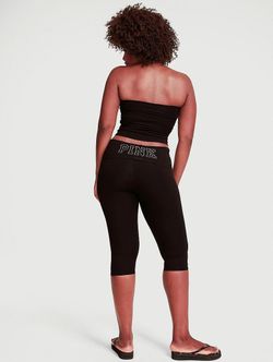 Victoria secret pink All-Day Cotton™ Foldover Capri Leggings size large color black