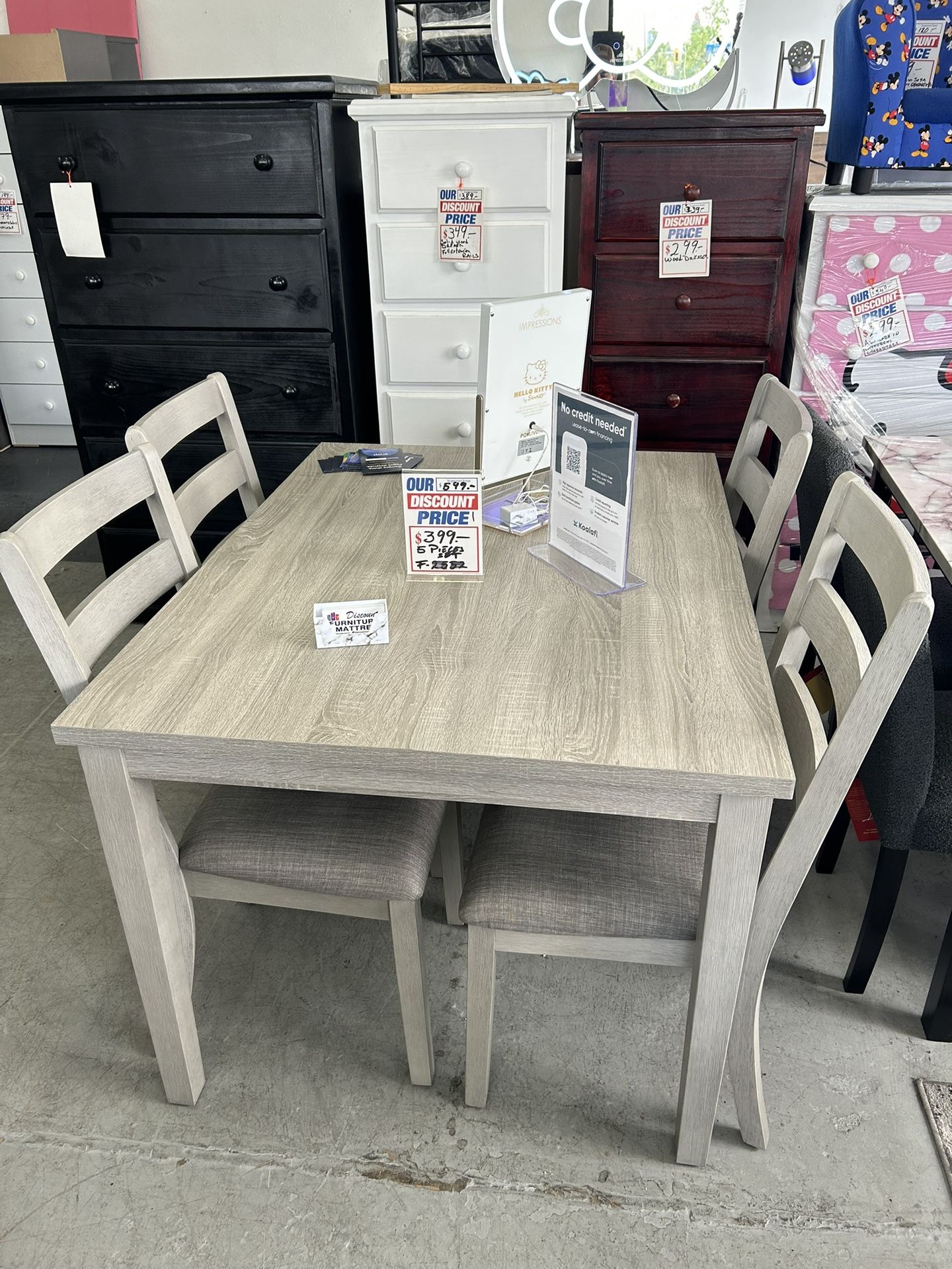 6 Piece Dining Table Set Light Gray 