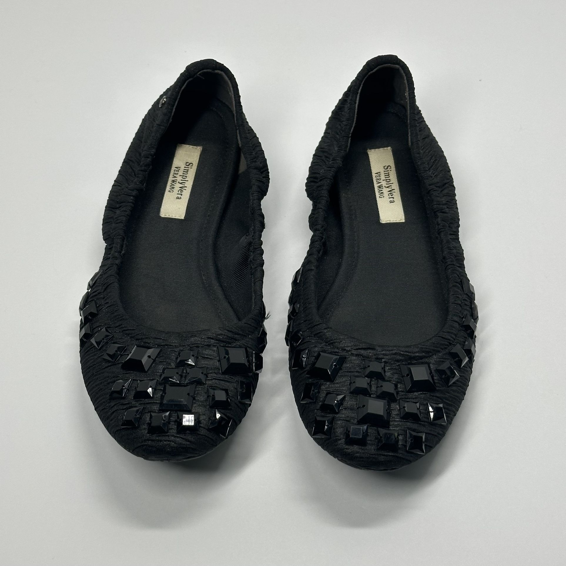 Simply Vera Wang Flats With Black Gems - Size 7.5
