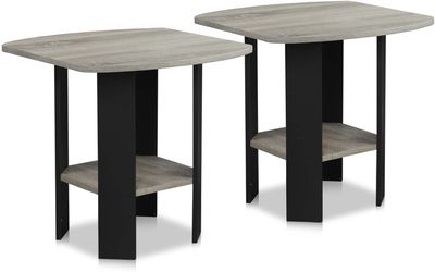 Simple Design End Table, 2-Pack, French Oak Grey/Black