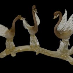 Murano Glass Barovier Toso large 24in 3 doves on branch 