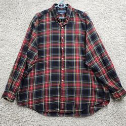Ralph Lauren Blake Shirt Mens XL Red Green Plaid Cotton Button Up Preppy
