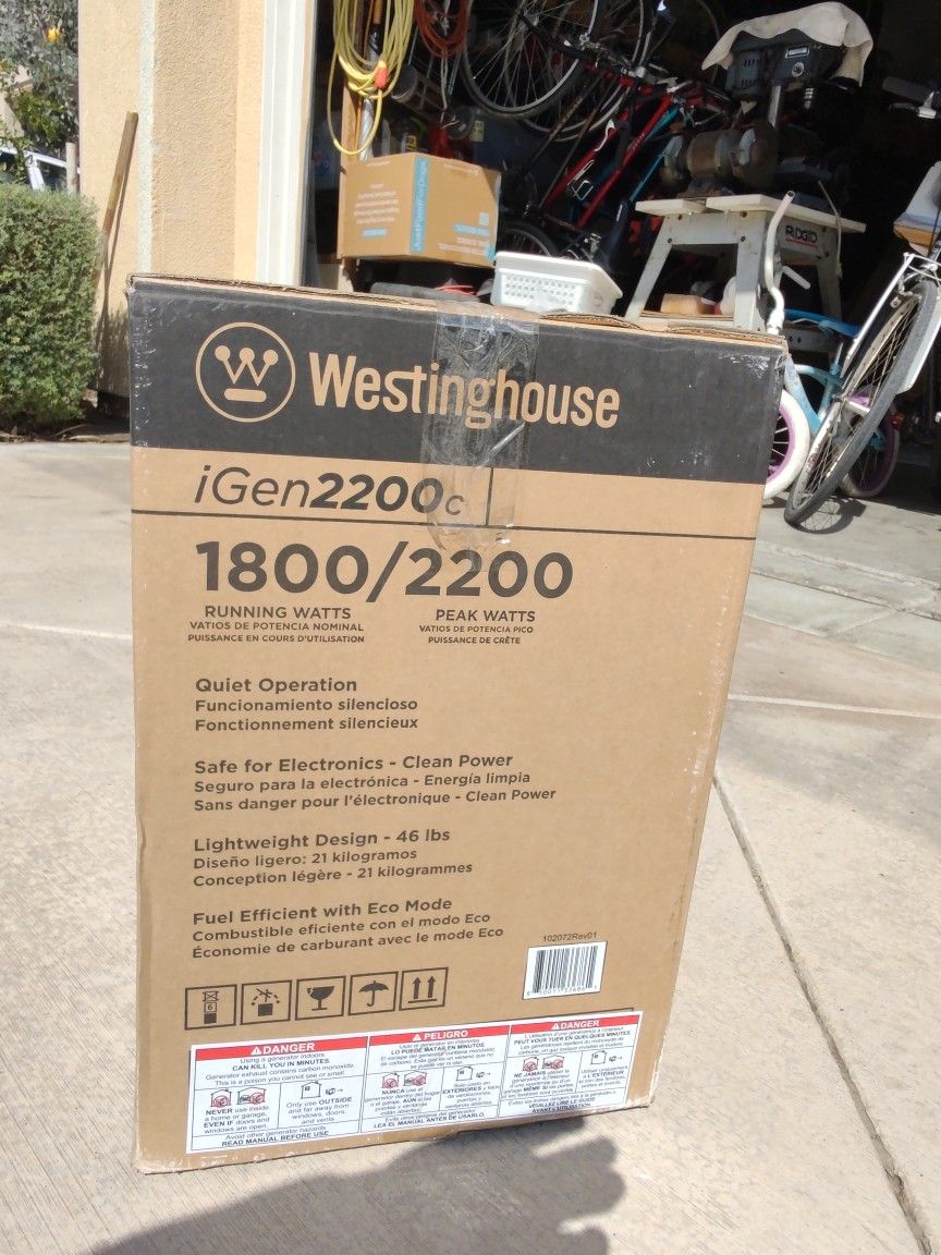 Westinghouse 2200 Peak Watt Super Quiet & Lightweight Portable Inverter Generator,