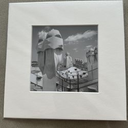 Black & White Matted Print Of La Pedrera In Barcelona 