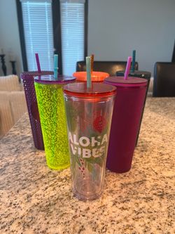 STARBUCKS Assorted Acrylic Tumblers with Lids and Straws