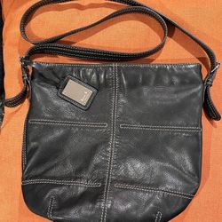 Black Leather Tignanello Shoulder/Crossbody Bag