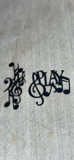 Black Metal Music Note Wall Art Set