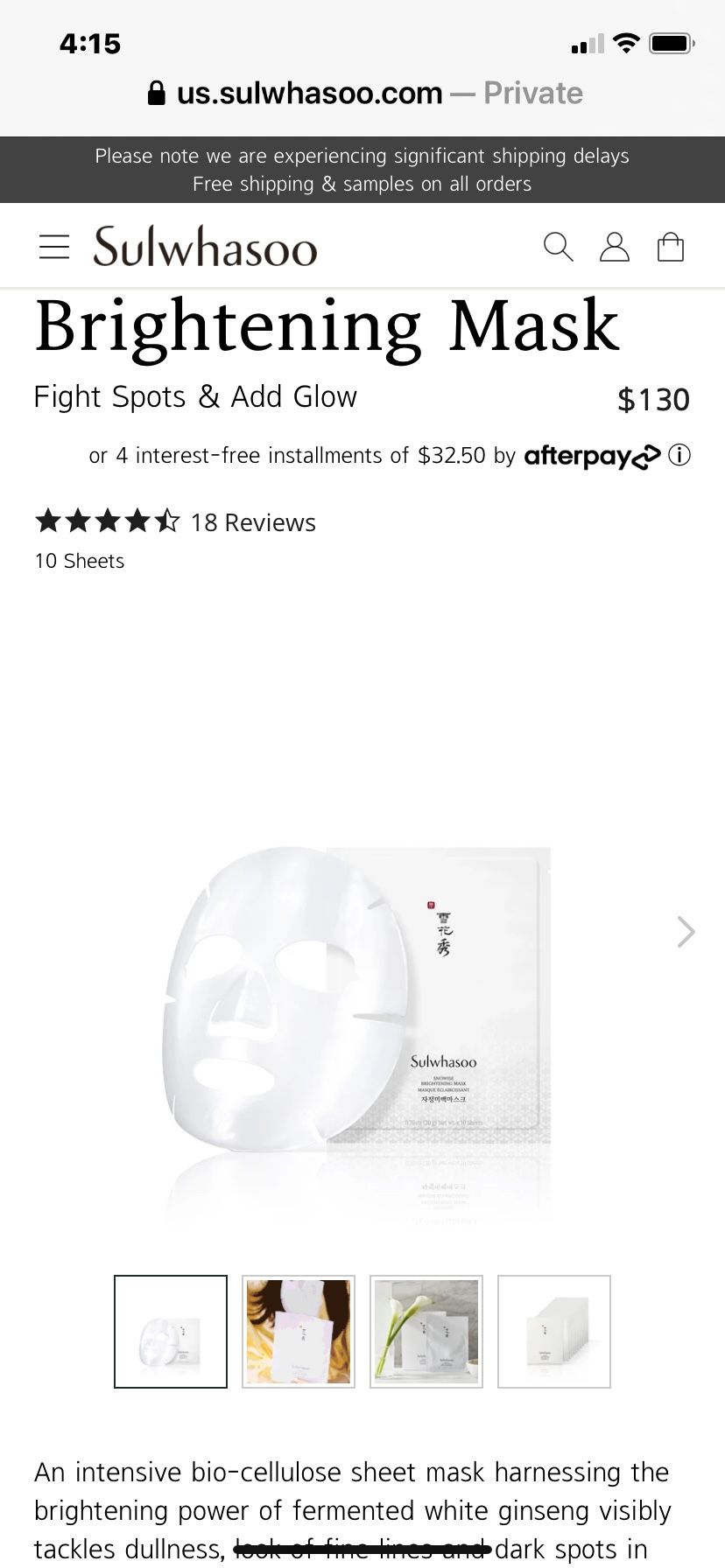 10xSULWHASOO SNOWISE BRIGHTENING MASK