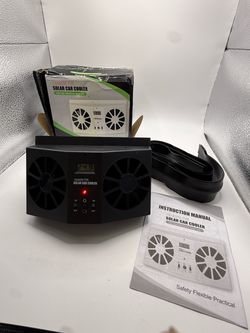 Solar Power Car Window Exhaust Fan with Digital Temperature Display (Black)