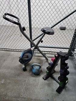 Folding Stationary Exercise Bike plus Fitness accessories