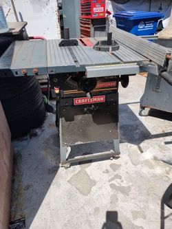 Craftsman 10"table saw. Works good. Has wheels so it can be moved around.