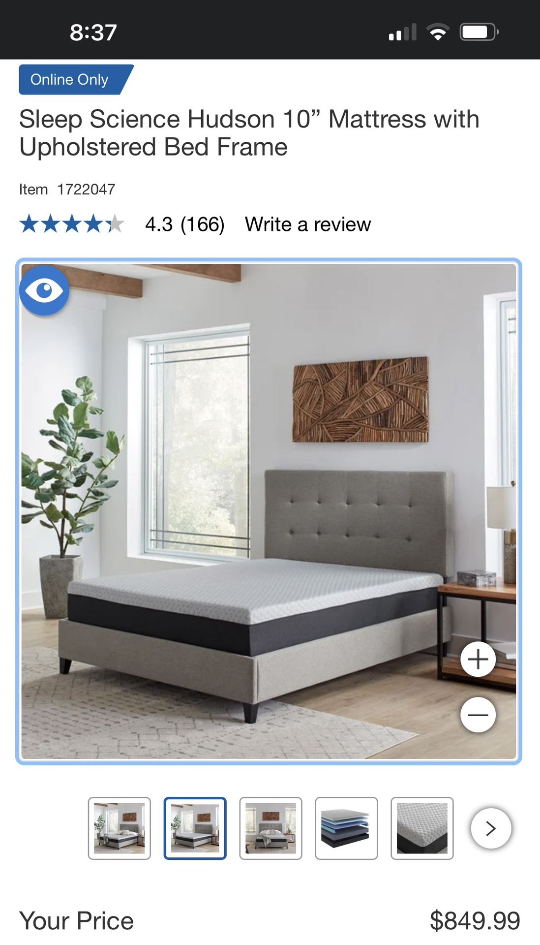 Bed Frame Upholstered.  King Size