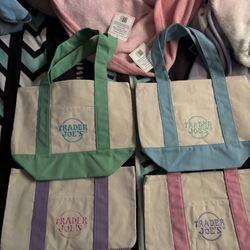 Trader Joes Mini Tote Bag Pastel Colors