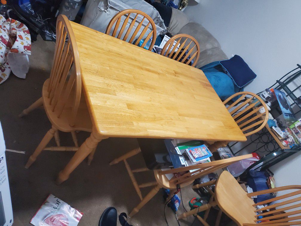 solid wood dining table with 6 chairs 