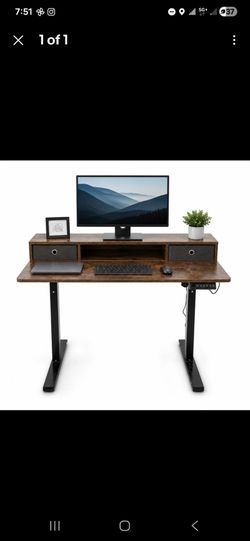 48 x 24 Inches Electric Standing Desk with 2 Storage new