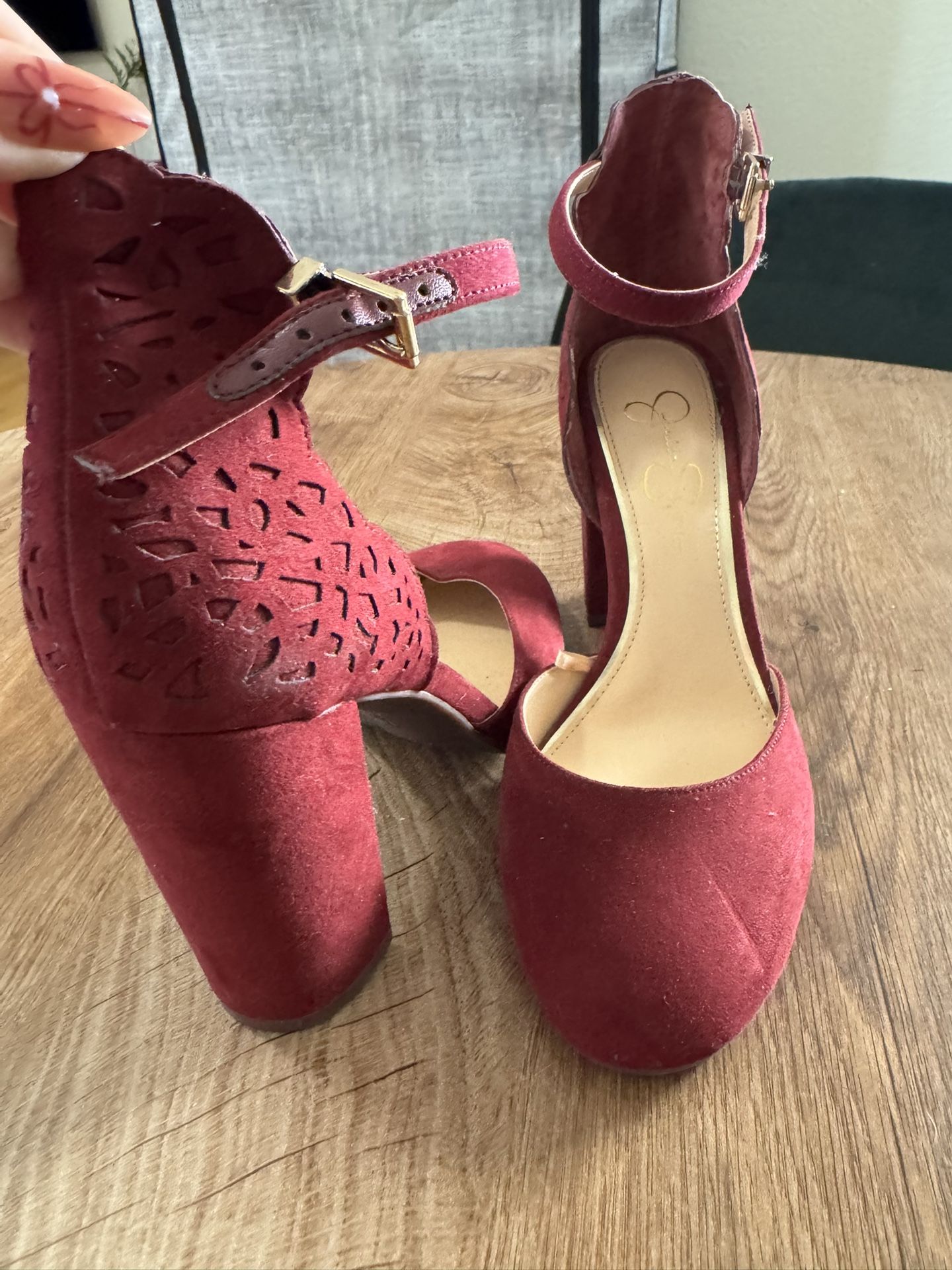 Jessica Simpson Burgundy Velvet Heels – Size 8.5 (Never Worn)