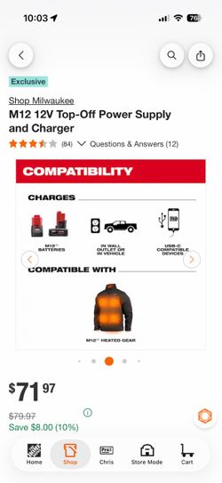 Milwaukee M12 12V Top-Off Power Supply and Charger