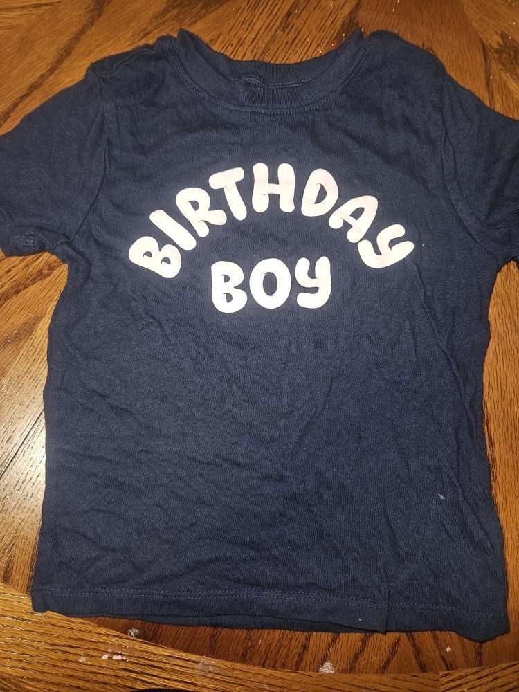 Size 4T Navy Blue Birthday Boy Shirt, Worn Once