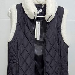 Calvin Klein Black Diamon Sherpa Zip Up Vest Size M