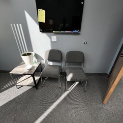 2 Grey Metal Chairs 