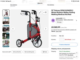 ELENKER 3-Wheel Rollator Walker – Red