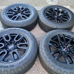 2025 OEM ORIGINAL TAKEOFFS GMC SIERRA AT4 HAVE TPMS SENSORS 20 INCH TIRES GOODYEAR ALL-TERRAIN 75 % DOT 1225 $ 1099 FIRM.