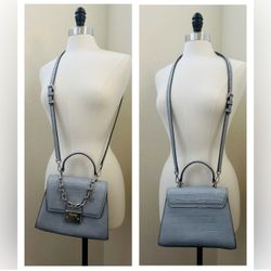 Michael Kors Croc Embossed Serena Trapezoid Satchel/Crossbody