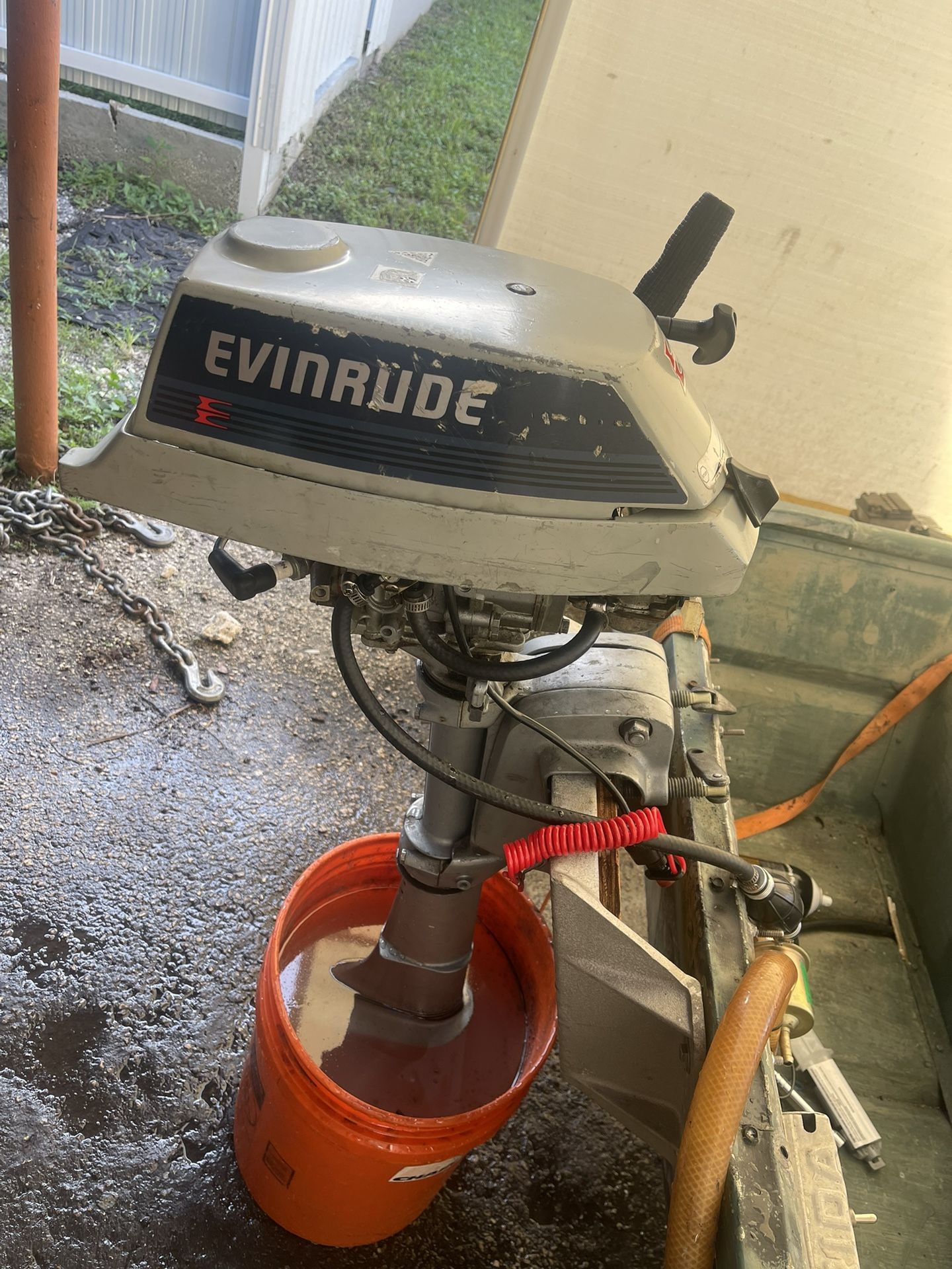 1985 4hp Evinrude Outboard Tiller Boat Motor