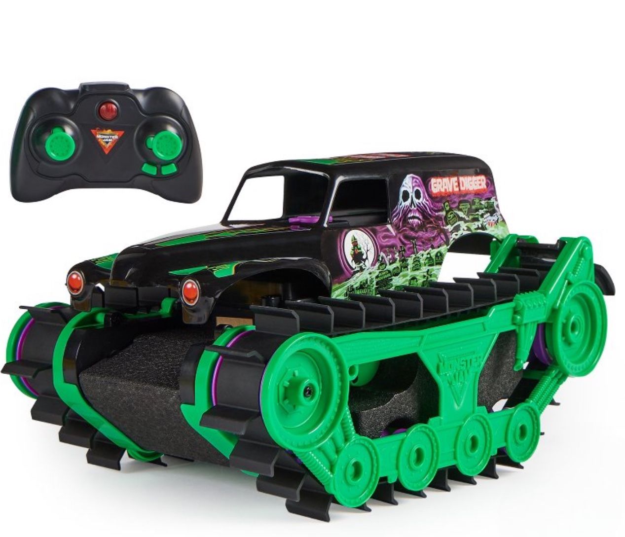 Monster Jam, Official Grave Digger Trax All-Terrain Remote Control Outdoor Vehicle, 1:15 Scale, Kids Toys for Boys and Girls Ages 4-6+