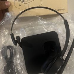 Trucker Bluetooth Angteela Headset With Microphone, Wireless Cell Phone Headset With Noise Canceling Mic Charging Base Mute Function For Home Office C