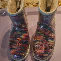 UGG Classic Waterproof Clear Mini Pixelate Boots Multicolor Sz 8 US 39 EU