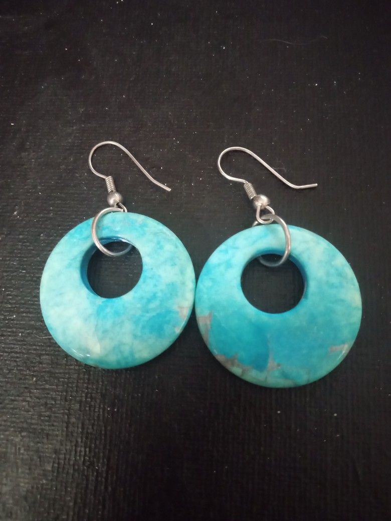 Turquoise Dyed Howlite Earrings