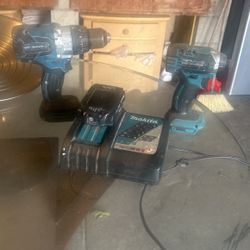 Makita Impact And Drill With Charger And One Battery