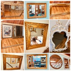 Ornate vintage gold framed mirrors