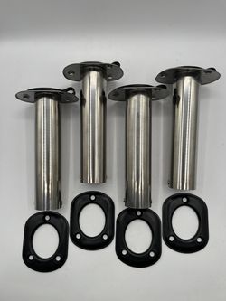 90° Gasket Flush Mount Fishing Rod Holders with Rubber Cap, Stainless Steel