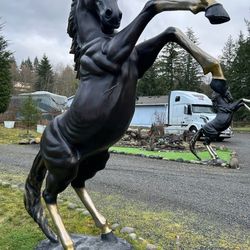 2 Brass Very Large Horse Statues 10ft High