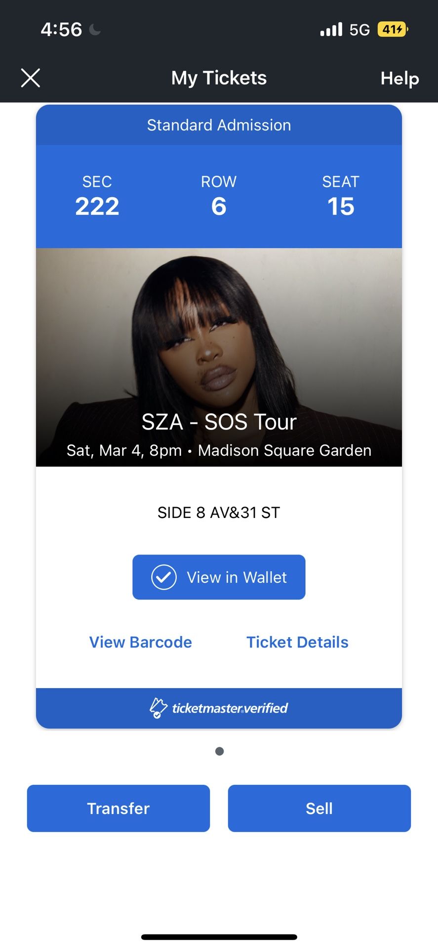 2 Sza Tickets for sale