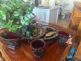 Ruby Red Glass Dinnerware Set