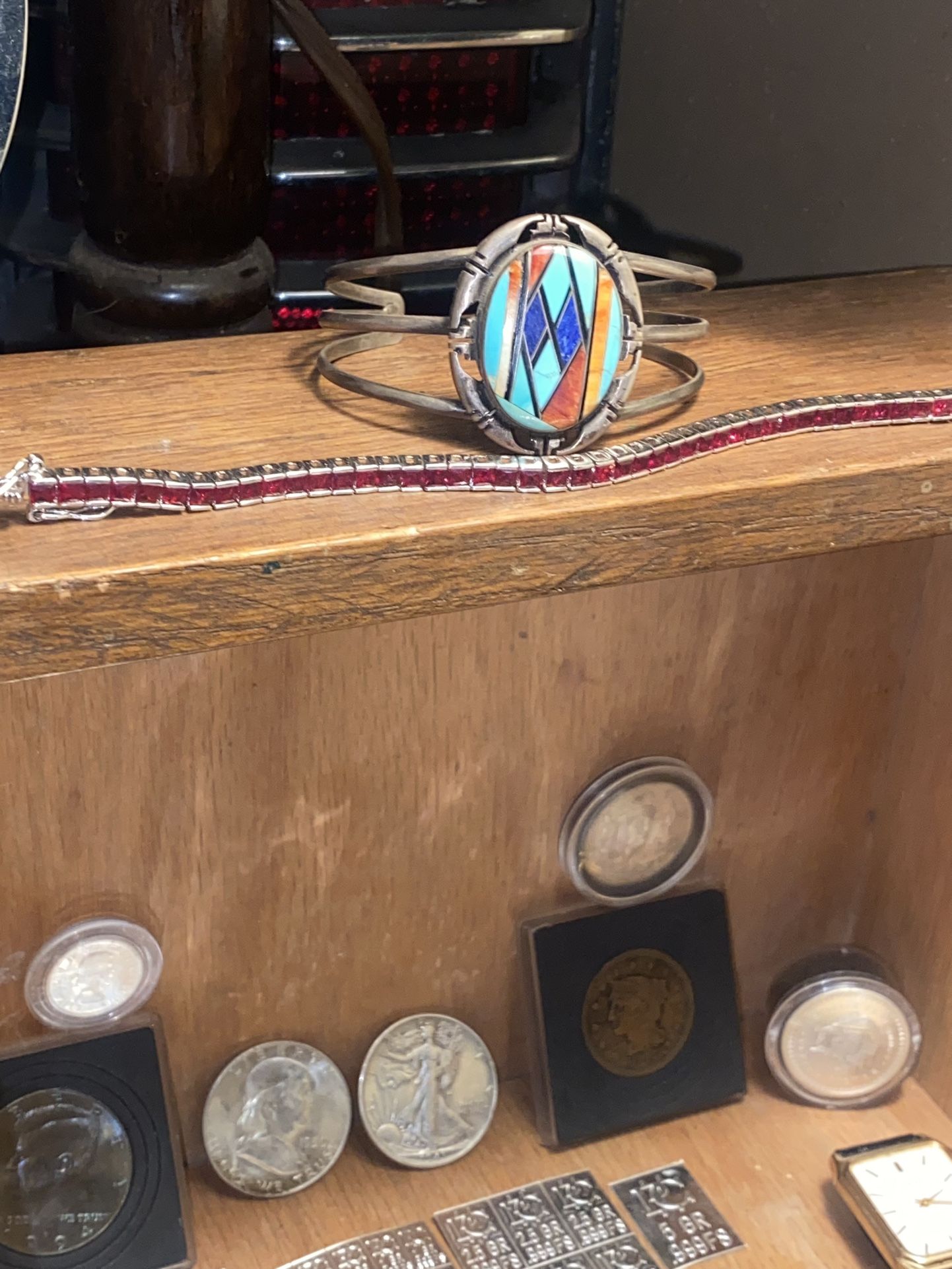 Box full of basically goodies, silver, Navajo, bracelets, necklace pieces, etc.
