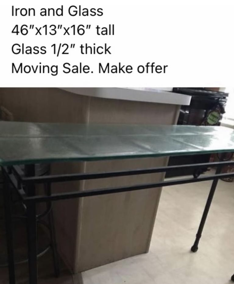 Glass and Wrought iron table