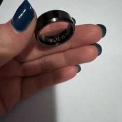 Black Tungsten Ring Men Size 9 Width 8mm Engraved 