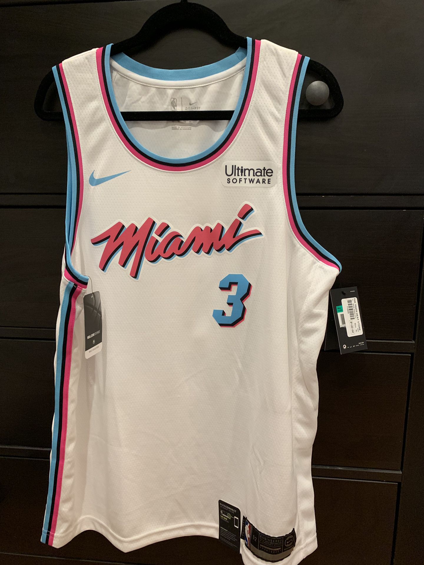 Miami Heat Vice Nike Jersey White Dwayne Wade Size 52 XL